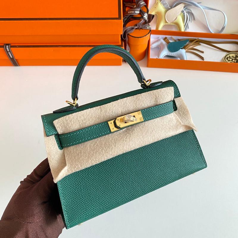 Hermes Kelly Mini 2nd Generation 22EP Z6 Peacock Green Gold Button